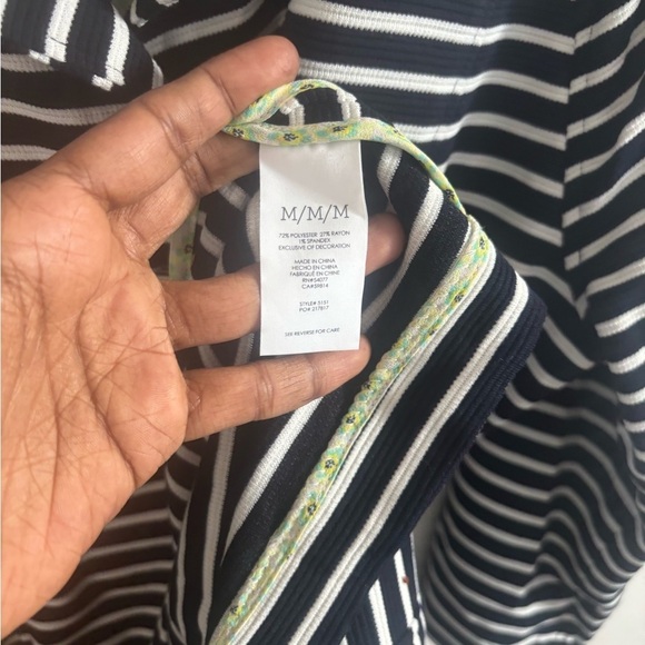 Cabi Trench Coat Maritime M Navy Striped Double Breasted Nautical Mod Jacket - Picture 4 of 8